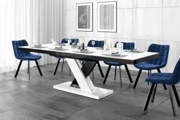 Stół XENON LUX 160(256)x89 biały połysk/czarny połysk mix rozkładany