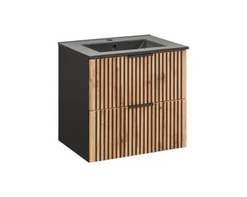 Szafka pod umywalkę XILO BLACK WOTAN 82 60cm czarna/dąb
