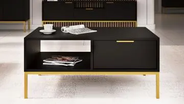 Stolik kawowy AUSTIN 100x60 czarny/złoty